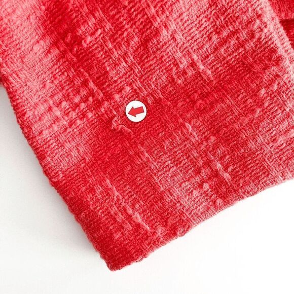 Banana Republic Women's Pockets Collared Tweed Blazer Jacket Red Coral Size 4 - Picture 8 of 8